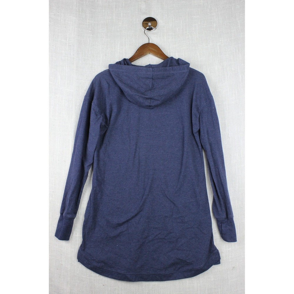 Tek Gear Essential Gear Womens Medium Blue Hooded Tunic Sweatshirt Thumbholes - Picture 2 of 3
